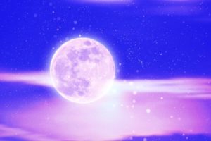 紫の星空背景の満月